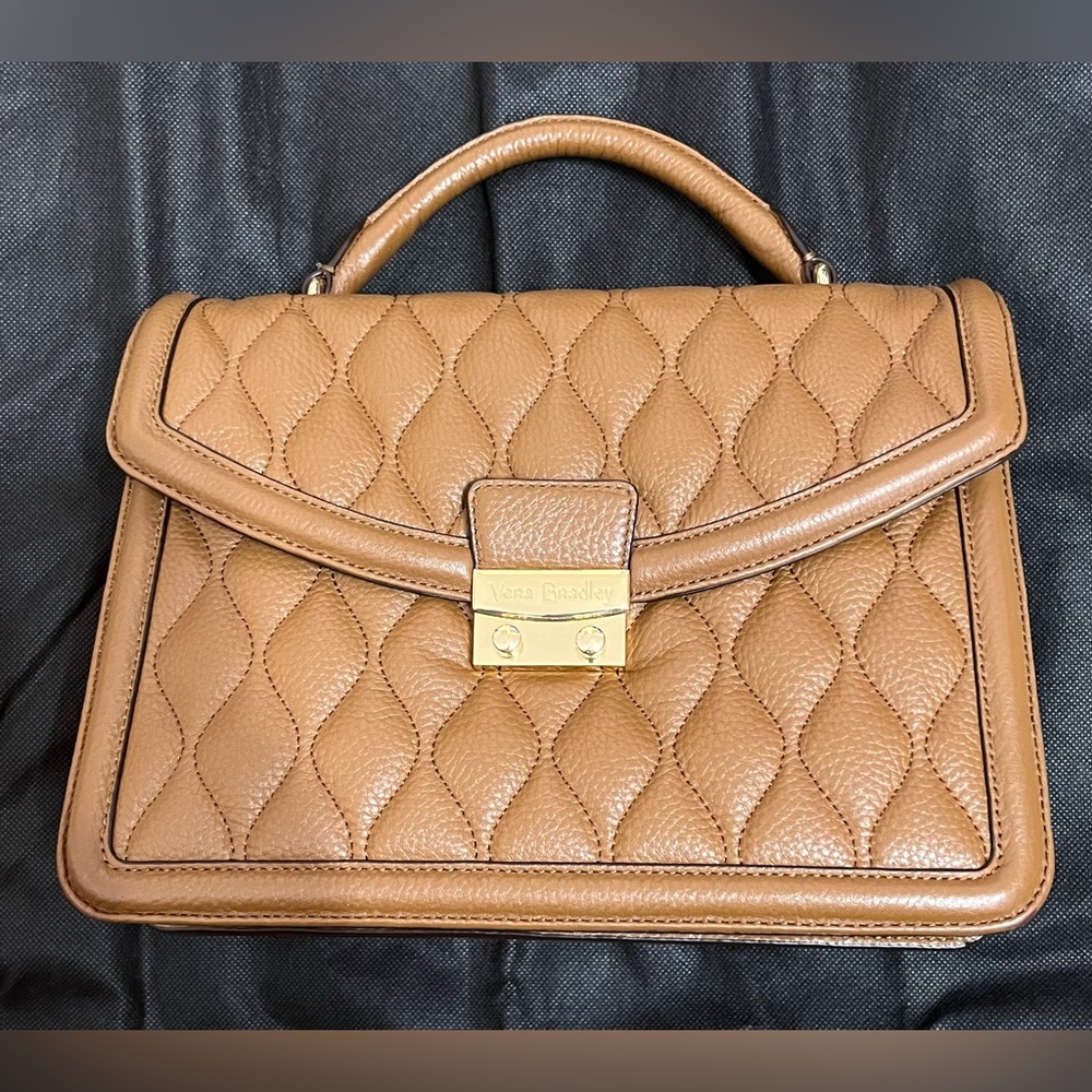 Vera Bradley Genuine Leather Lydia Satchel Cognac